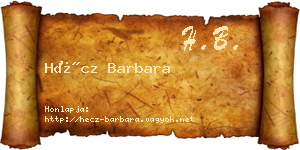 Hécz Barbara névjegykártya